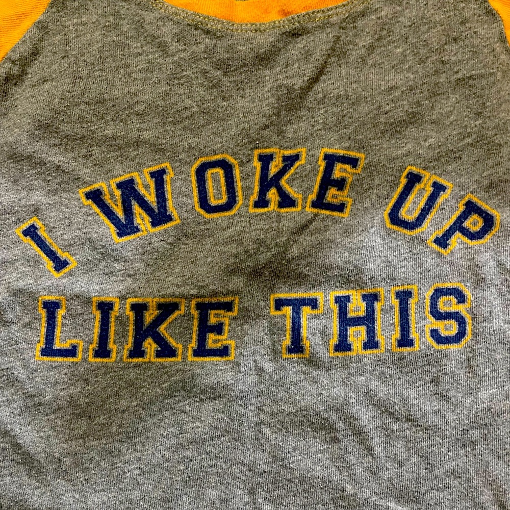 ‘I Woke Up Like This’ Varsity Crop Tee